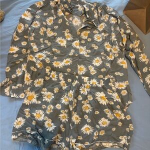 Z Supply Floral Pajama Set - Gray and Yellow